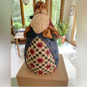 Jim shore bell ringer Santa with box, large figurine 9 “ tall
